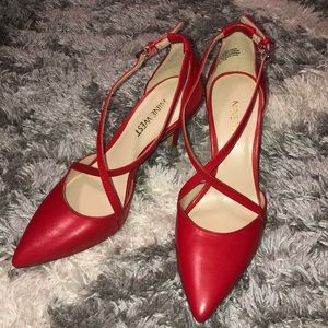 Red nine west heels